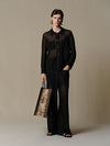 INTO THE EAST 25 Autumn/Winter Khaki Gray/Black Knitted Hollow Straight Pants ITE-E1DGSS021BL20PT-HEI Black (E1DGSS027CM20PT)